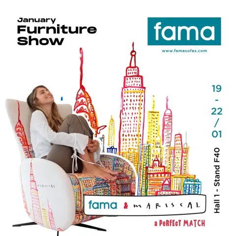 Fama en la feria del mueble de Birmingham 2025.