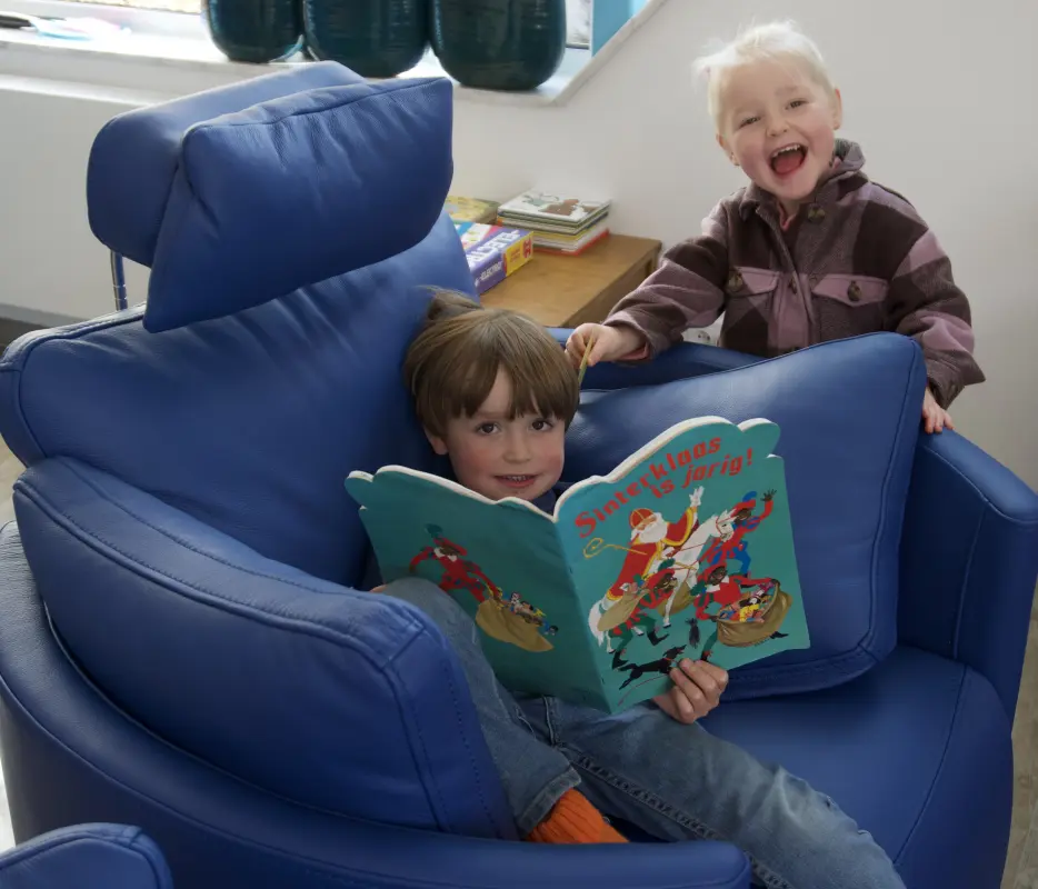 Rosie & Elias in new Moonrise Chair